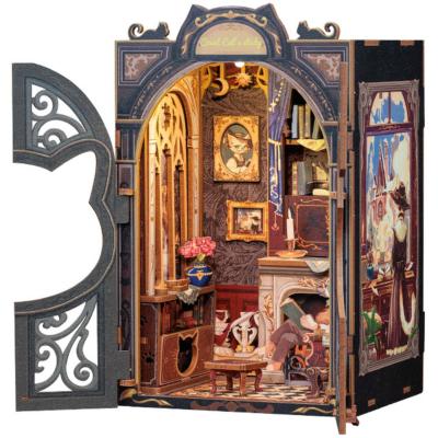 Kit Maquette Book Nook Count Cat's Study 17x12x10 cm Bureau 3D avec Vitre anti-poussière Cutebee