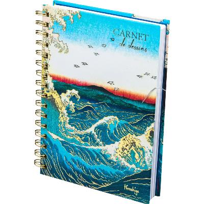 Cahier à dessins A5 Vague Naruto Hiroshige Rigide Spirales 120p blanches 120g et 200g Musée Ed Desastre