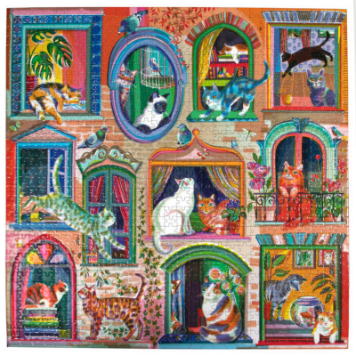 Puzzle 1000 pièces Chats Fenêtres Cats in windows 58.5x58.5cm Eeboo