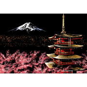 Peinture à gratter Mont Fuji au Japon 30x42 Figure d'Art