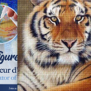 Broderie Diamant Regard de Tigre Toile complète tendue sur chassis 40x50 cm Diamants carrés Figure d'Art