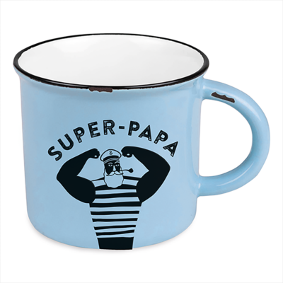 Mug Vintage Super Papa Tasse céramique effet métal avec anse