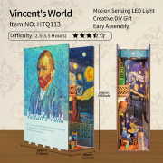 Kit Maquette Book Nook à fabriquer Van Gogh 18x8x24.5 cm HTQ113 Vincent's World Miniature 3D