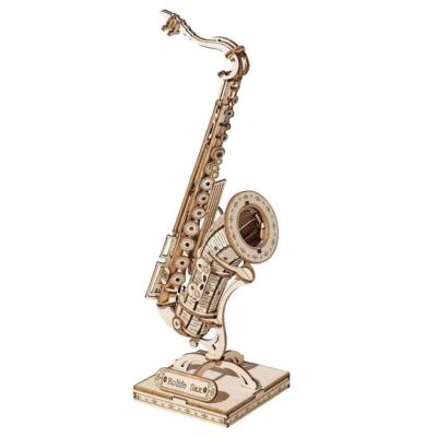 Maquette Bois Musique Saxophone 23 cm Puzzle 3D de 136 pièces