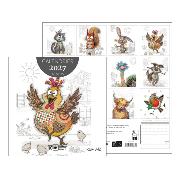 Calendrier mural 2027 Kooks Animaux 12 illustrations 16 mois 30X30 cm Bug Art Kiub