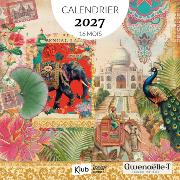 Calendrier mural 2027 Les Indes 12 illustrations Gwenaëlle Trolez 16 mois 30X30 cm Kiub