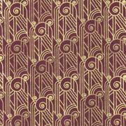 Papier népalais Lokta Fougères Prune motif Or Feuille 50x75 cm