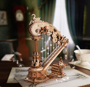 Kit Boîte à musique Harpe à fabriquer H28 cm Puzzle 3D Bois mécanique Magic Harp AMK71 350 pièces Rokr