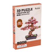 Maquette Bois Bonsaï en Pot Sakura Fleurs Roses Puzzle 3D de 263 pièces TG415 Rolife