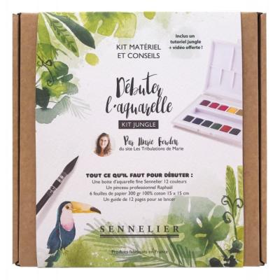 Débuter l'Aquarelle Kit complet 12 couleurs Thème Jungle Marie Boudon Sennelier