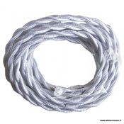 Cable électrique torsadé tissu blanc 3 mètres