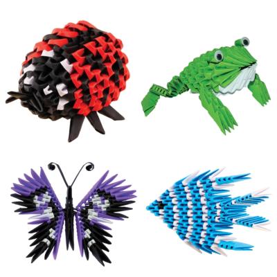 Kit pliage 4 Modèles Origami 3D Créagami Coccinelle Grenouille Papillon Poisson