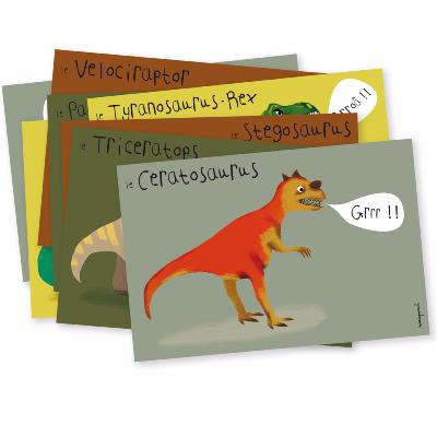 Cartes d'invitation Fête Dinosaure X8