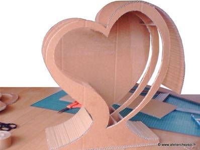 DIY Tuto urne coeur en carton - habillage extérieur structure 