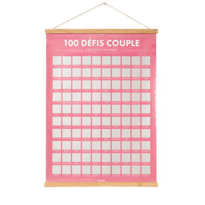 Poster à gratter 100 Défis Couple à Réaliser en Amoureux 50x70 cm Opari