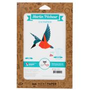 Kit de pliage Prédécoupé Oiseau Martin Pêcheur Orange Bleu Agent Paper