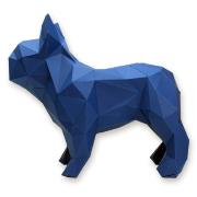 Kit de pliage Prédécoupé Chien Bouledogue Français Bleu Indigo 30x19x36 Agent Paper