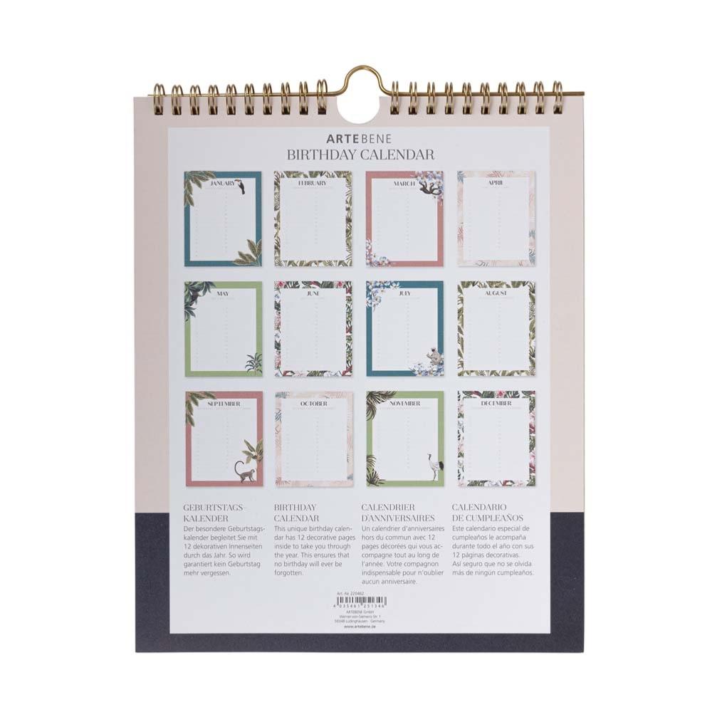 Calendrier Perpetuel Calendrier D Anniversaires Jungle Artebene