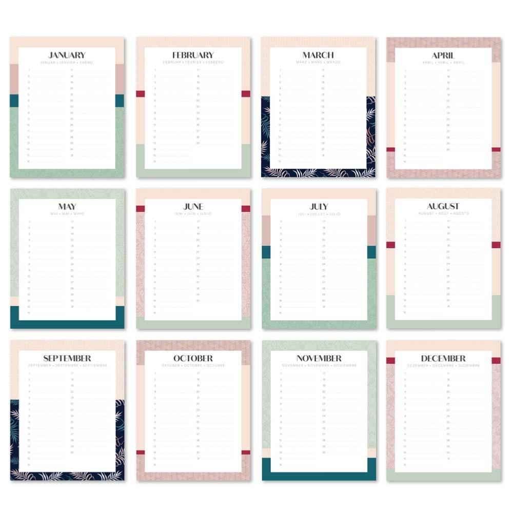 Clairefontaine Gaïa Beige - Calendrier Anniversaire Perpétuel Spirale 23x17 Cm, Floral Élégant, Aimanté & Pratique
