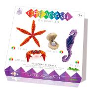 Kit pliage 4 Modèles Origami 3D Créagami Hippocampe Crabe Coquillage Etoile