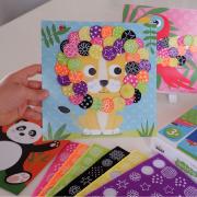 Coffret Feutrine à coller 6 Tableaux Animaux Savane 3 ans Crealign