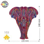 Puzzle en Bois Eléphant Sauvage 103 pièces 24x22 cm XS Creatif Wood