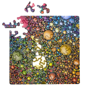 Mini-Puzzle Q11-2 Casse-tête Gold Galaxie 72 pièces 12.5x12.5 cm Curiosi