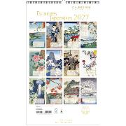 Calendrier mural Luxe 2027 Estampes Japonaises 12 illustrations 12 mois Doré Or chaud 29X49 cm