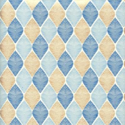 Papier Indien Ivoire à Motifs Cocoon Bleu Or Feuille 50x70cm