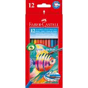 Crayons de Couleur Aquarellables Poisson Etui 12 couleurs Pinceau Faber Castell