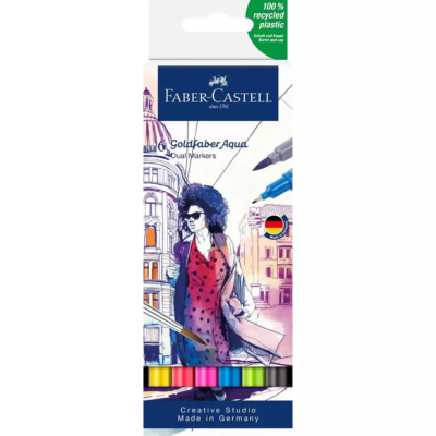 Feutres Aquarellables Double-pointe 6 Couleurs Goldfaber Aqua Dual Marker Faber Castell