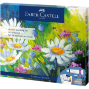 Set Peinture Acrylique Creative Studio 12 Couleurs 9ml 4 pinceaux Toile Palette Faber-Castell