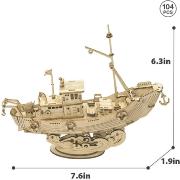 Maquette Bois Bateau de Pêche 19 cm Puzzle 3D de 104 pièces TG308