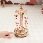 Kit Maquette Parc d'Attractions Tour à Parachutes Puzzle 3D Bois électromécanique 184 pièces EA01 Rokr