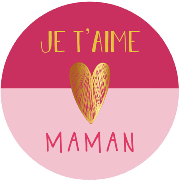 Magnet rond 56mm Petits Messages Je t'Aime Maman Rose Le Magnet Français
