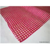 Papier népalais Lokta Pois Blancs sur Fushia Feuille 50x75 cm