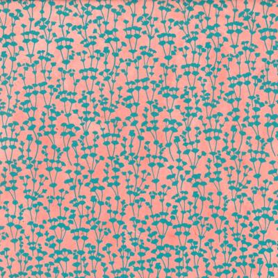 Papier népalais Euphorbes Bleu sur Rose clair 50x75 cm Lamali