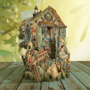 Carte 3D Pinocchio Gepetto 16x16 Décor en relief avec enveloppe