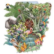 Carte 3D Animaux de la Jungle 16x16 Décor en relief avec enveloppe