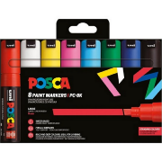 Set 8 Marqueurs Peinture Posca PC8K Couleurs Basiques Pointe large biseautée 8 mm