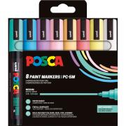 Set 8 Marqueurs Peinture Posca PC5M Couleurs Douces Pointe conique moyenne 1.8 à 2.5 mm