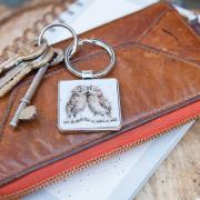 Porte-clés métal Chouette Hibou 4x4 cm Wrendale