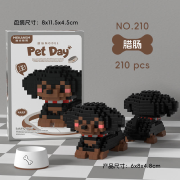 Mini-briques Petit Chien Teckel 6x8x4.8 cm 210 pièces K210 Pet Day Mini Blocs de construction Mekansm