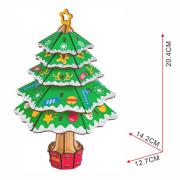 Maquette Sapin de Noël Vert décoré 13x14x20cm 43 pièces Bois coloré à construire