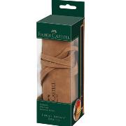 Trousse beaux-arts à rouler Similicuir Marron pour 45 crayons H20 cm Faber Castell