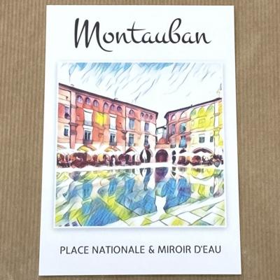 Carte postale Montauban Place Nationale et Miroir d'eau 10.5x14.8cm Collection 2 Hélidée