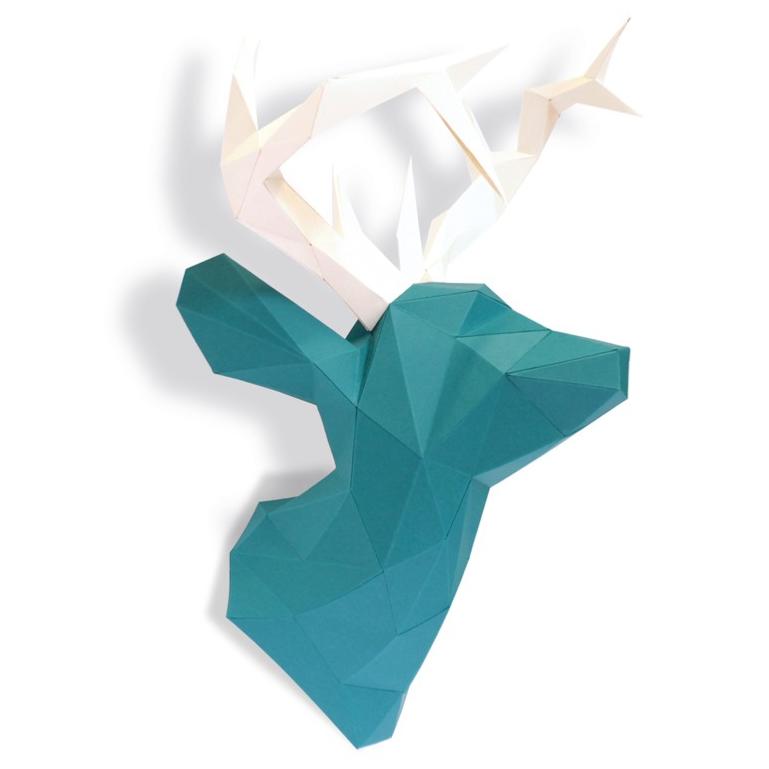 kit de bricolaje Tête de cerf bricolage en papier tête de cerf de papier cadeau Décoration，Décoration d'intérieur trophée de papier Yona DIY Papercraft kit Origami 3D Puzzle 3D. 