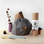 Kit de pliage Trophée Papercraft Ours Grizzly Marron et Kraft à fabriquer 40x42 cm