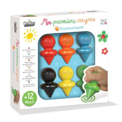 Coffret Premiers Crayons Cire Ergonomiques dès 12 mois 6 couleurs Crealign