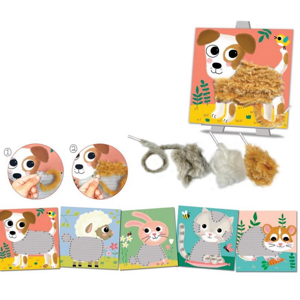 Enfant] 5 tableaux animaux de compagnie laine à lacer